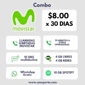 MOVISTAR EC COMBO - X 30 DÍAS - 8GB