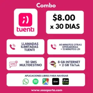 TUENTI EC COMBO - X 30 DÍAS - 8GB + 2GB