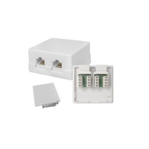CAJETIN DE RED - INTERNET / LAN - SOBREPUESTO  - 2 PUERTOS RJ45  - CAT 5E / 6 / 6A